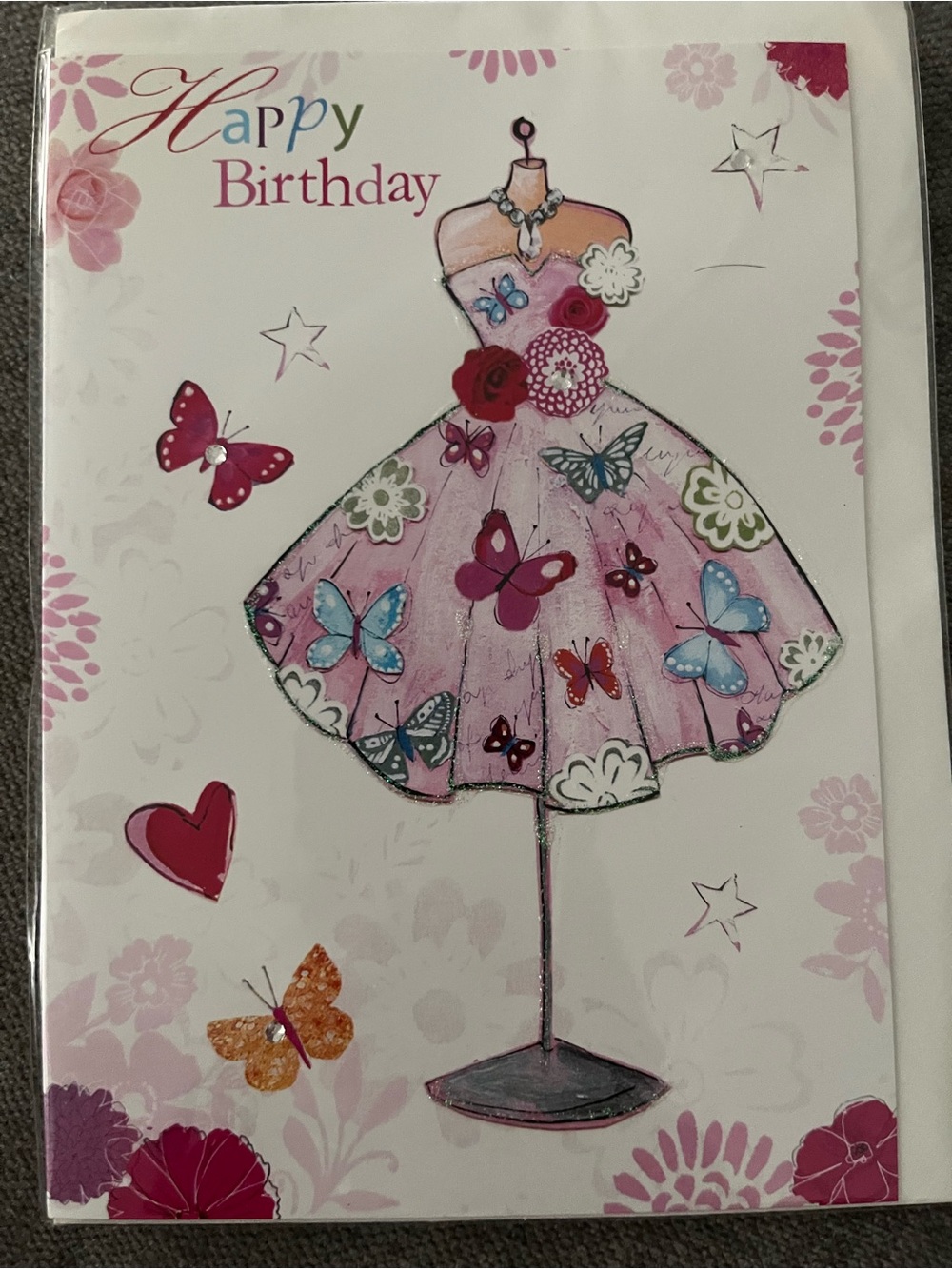 New happy birthday card with envelope inside